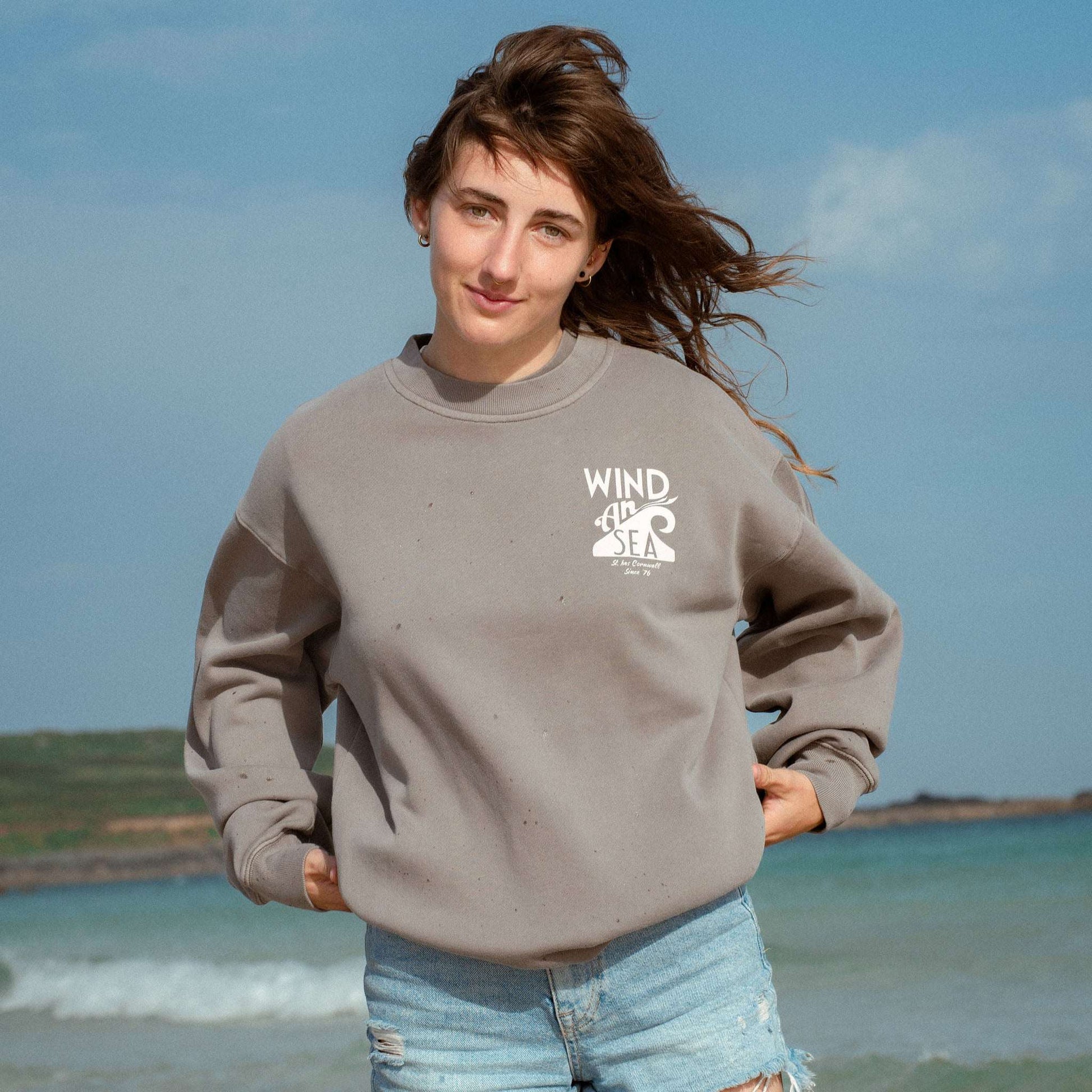 WindanSea Logo Unisex Crew | Faded Grey